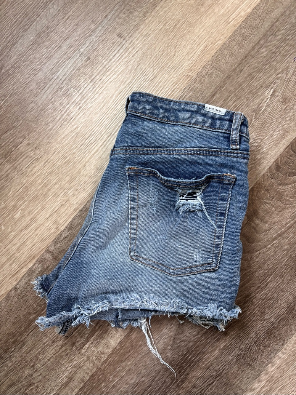 Almost Famous Distressed Blue Denim Cutoff Shorts